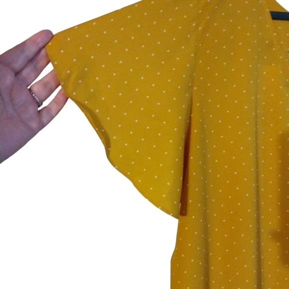 Polka Dot Eloquii Top Drape Bodice Triangle Cut-Out Flutter Slve. Feminine 2X - Picture 3 of 12